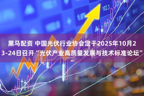 黑马配资 中国光伏行业协会定于2025年10月23-24日召开“光伏产业高质量发展与技术标准论坛”