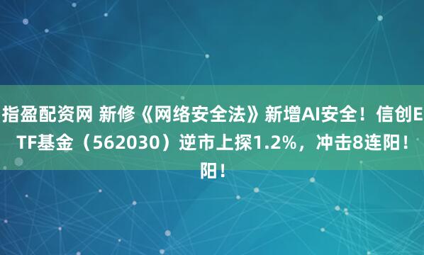 指盈配资网 新修《网络安全法》新增AI安全！信创ETF基金（562030）逆市上探1.2%，冲击8连阳！