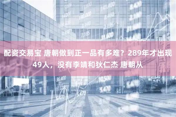 配资交易宝 唐朝做到正一品有多难？289年才出现49人，没有李靖和狄仁杰 唐朝从